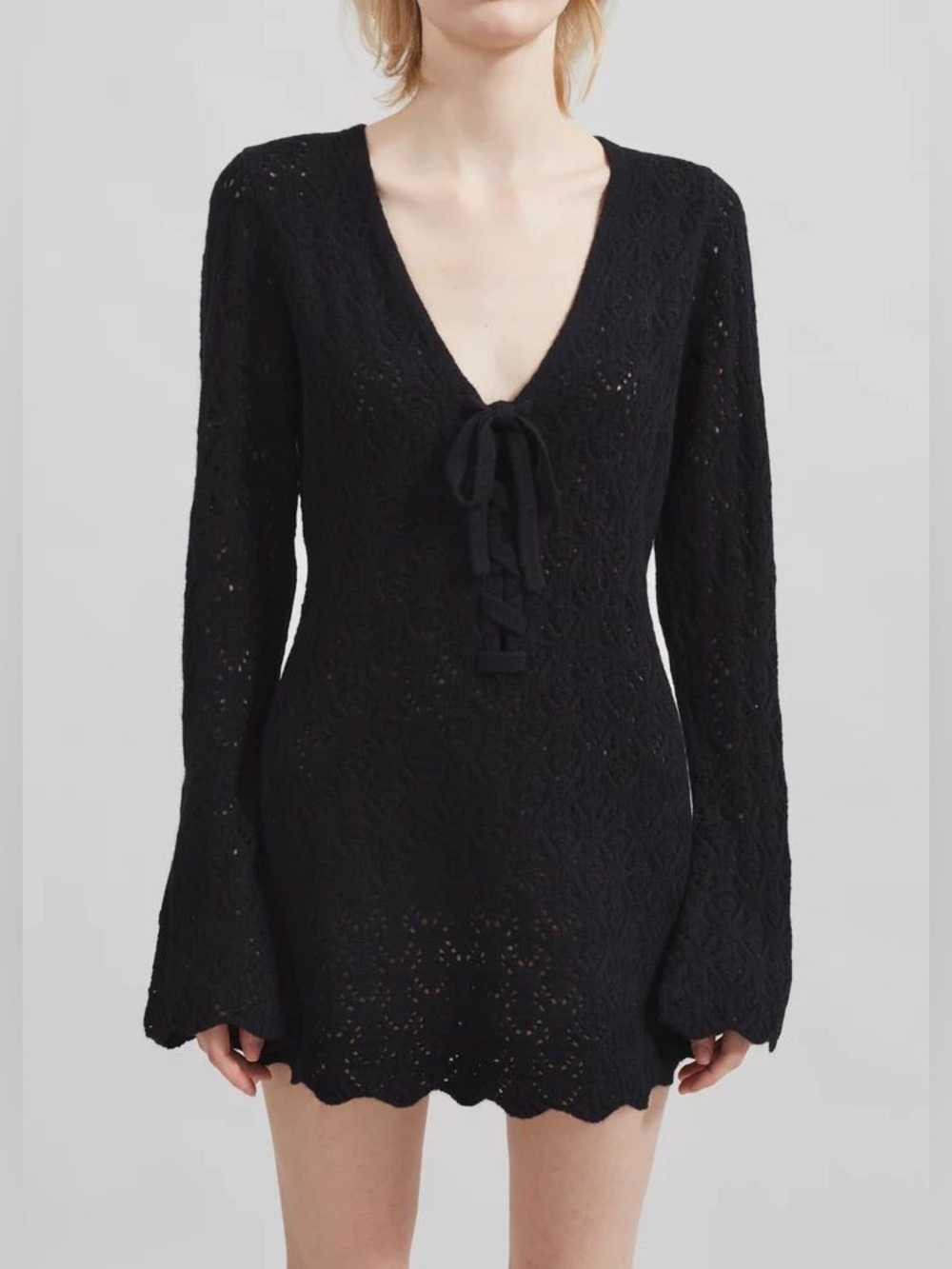 The Garment Canada Wool Crochet 
 Long Sleeve Mini Dress